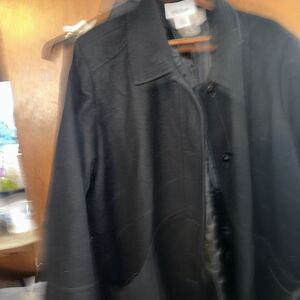 Venezia Woman Women’sBlack Wool Long Sleeve Single Button Overcoat Size 34W